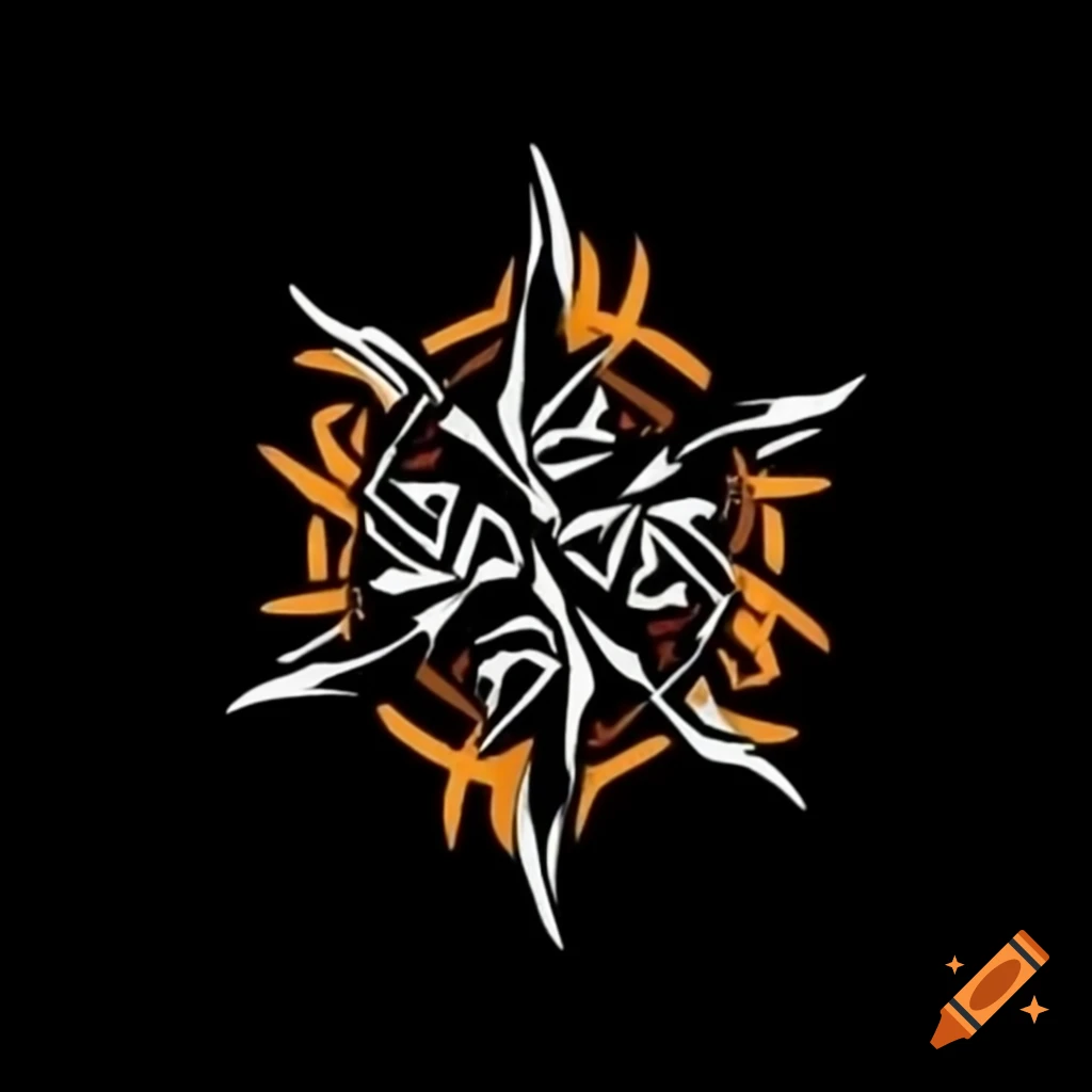 Y2K tribal tattoo design featuring barbed wire and flames