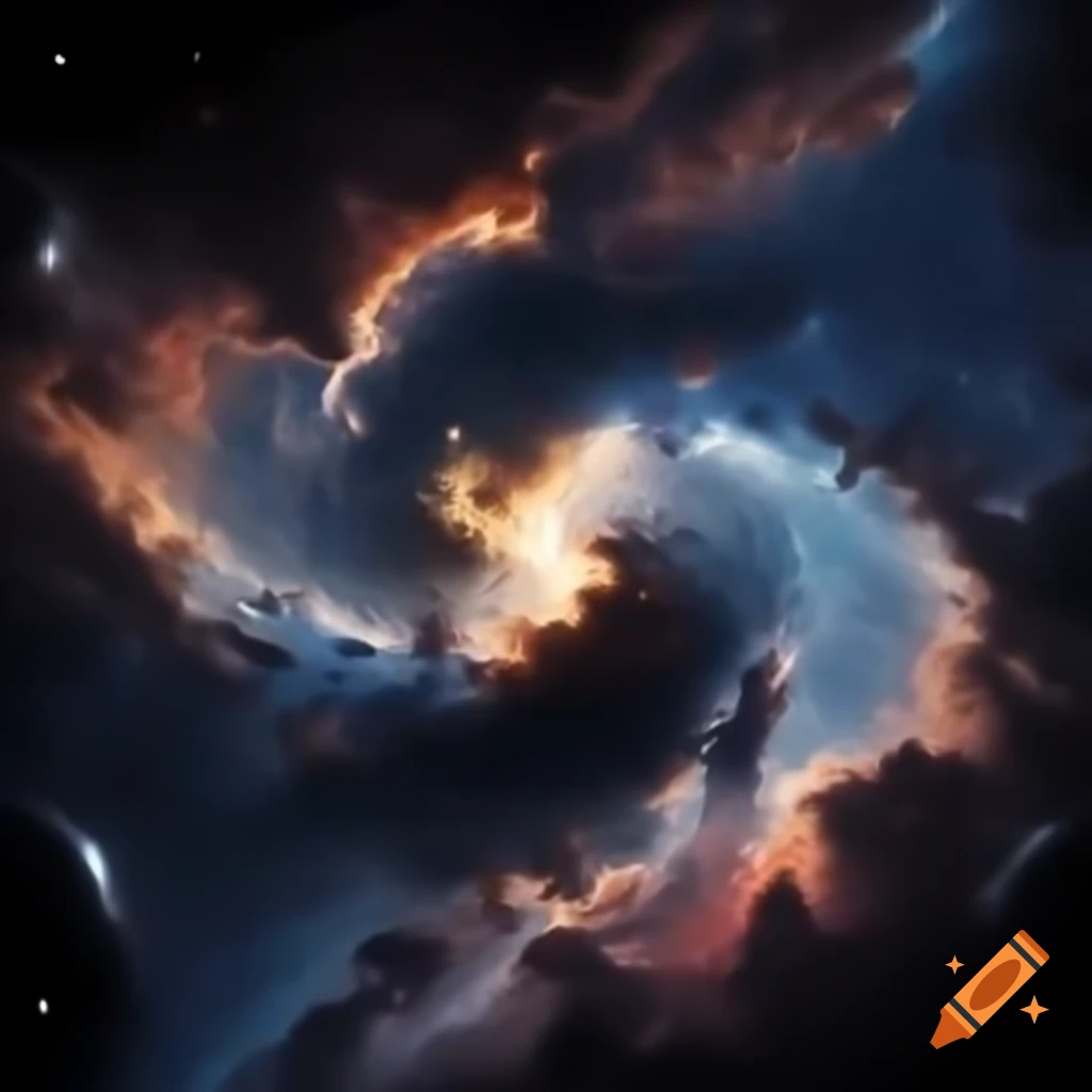 Surreal cosmic dream war aftermath with ruins and destruction, suggesting mystery