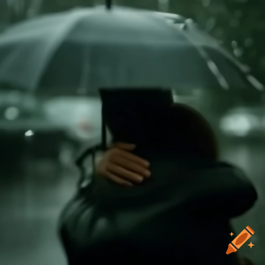 Blurry embrace in the rain