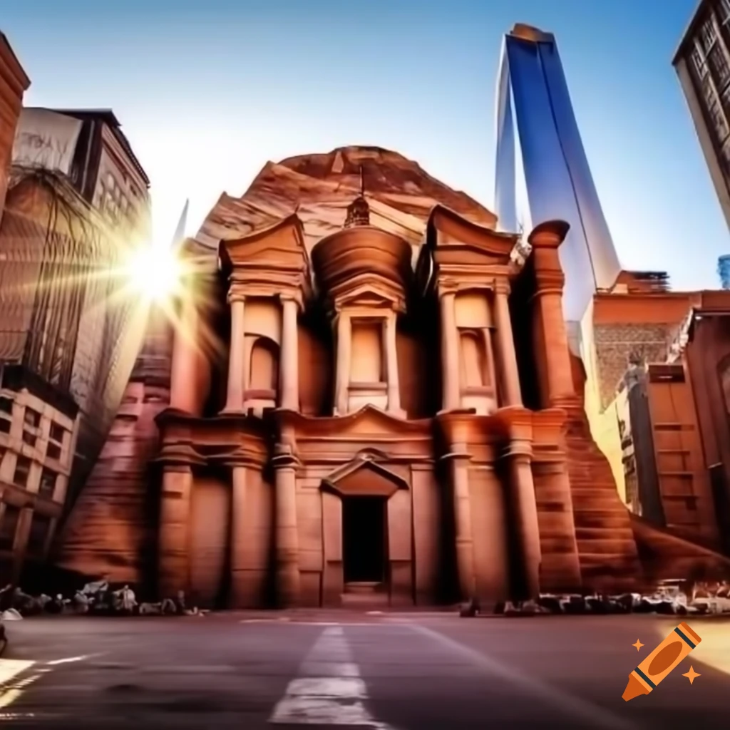Petra Monument in Manhattan on a sunny day