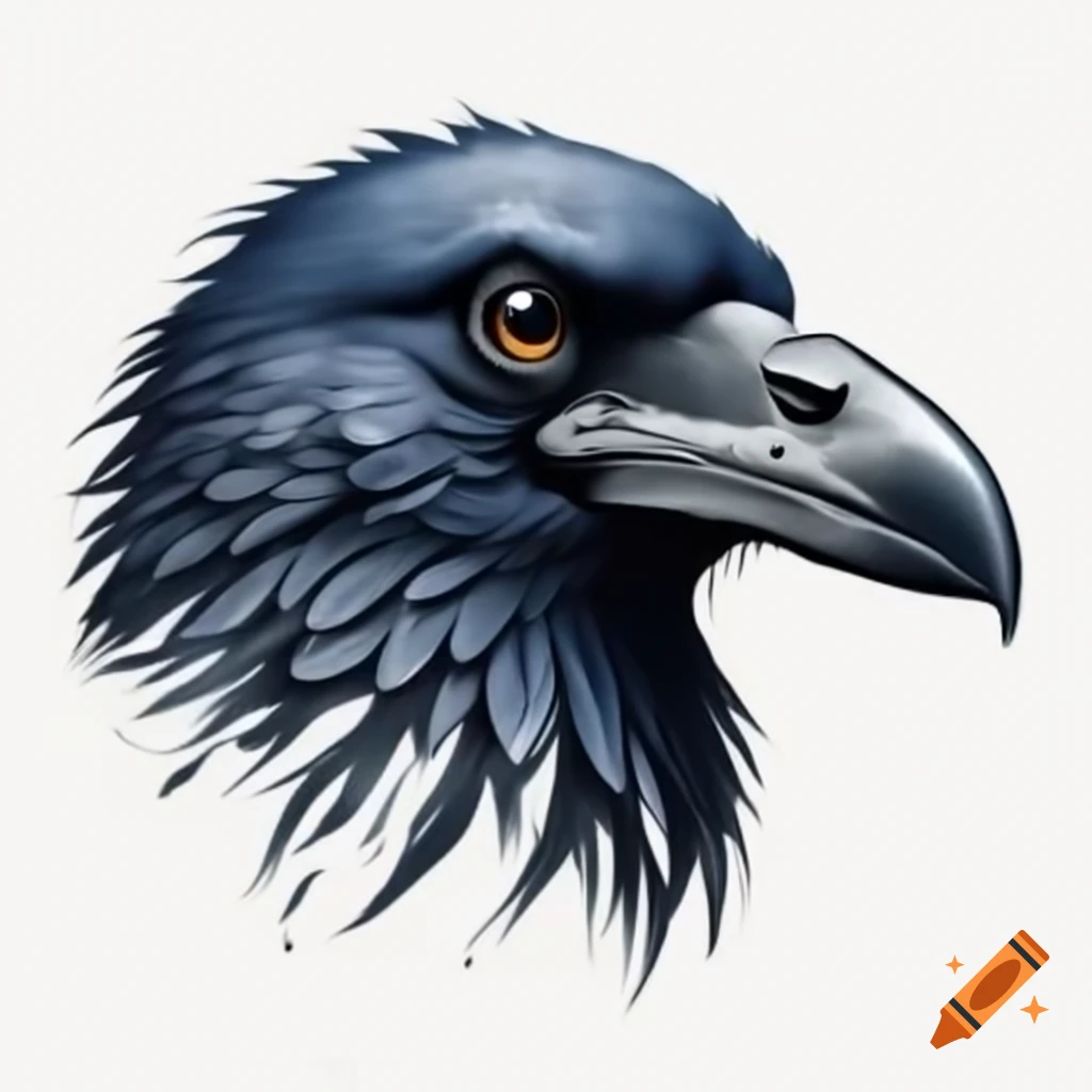 Highly detailed raven head illustration