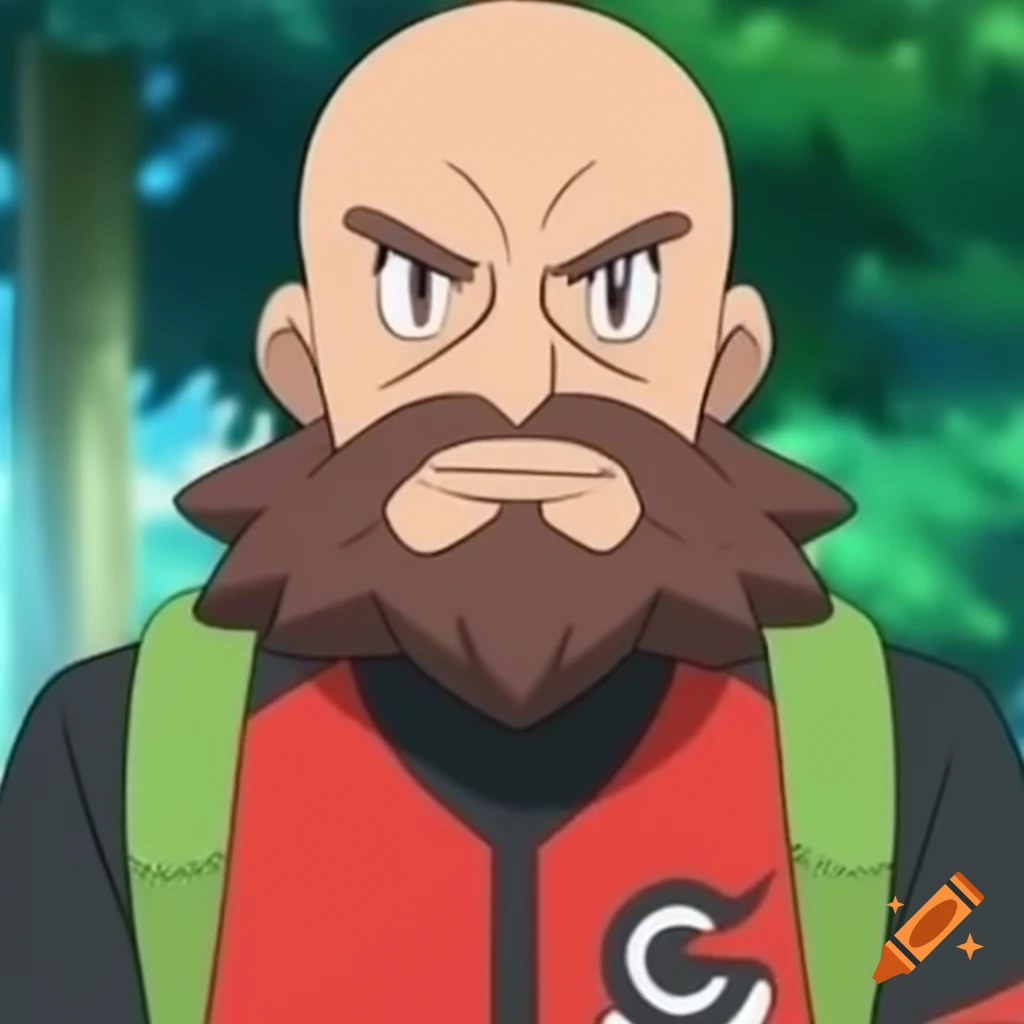 Bald bearded man dressed in Team Rocket Pokémon outfit