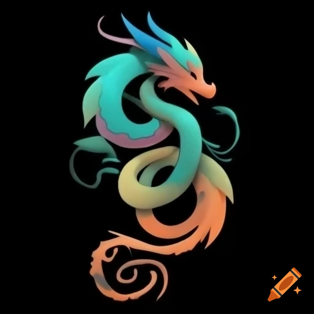 Whimsical logo design of a dragon with a yarn tail