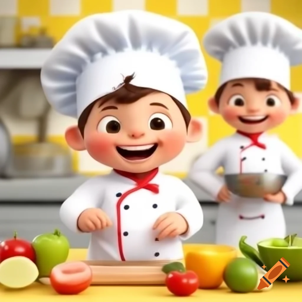 Child chef preparing food in a kitchen