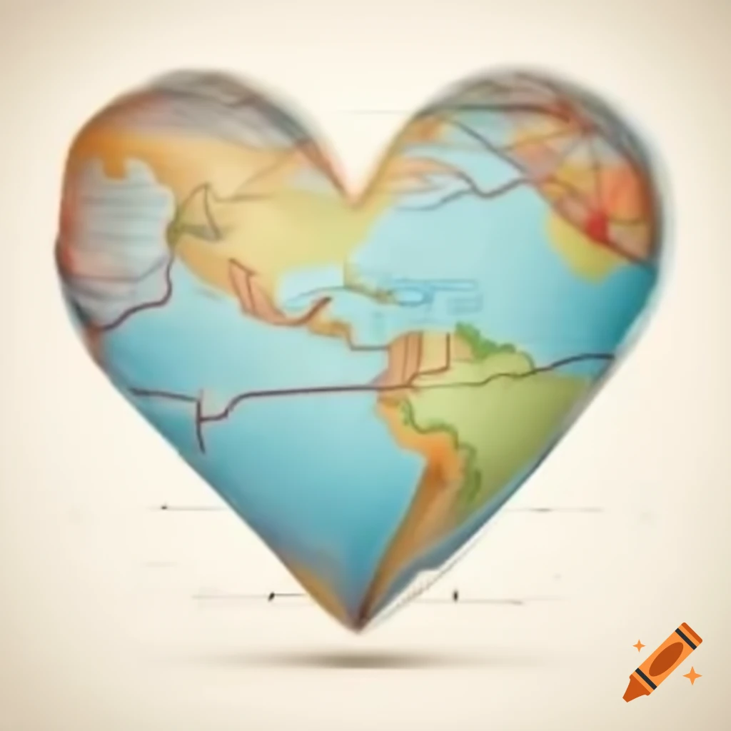 Heart shape integrated with a map design