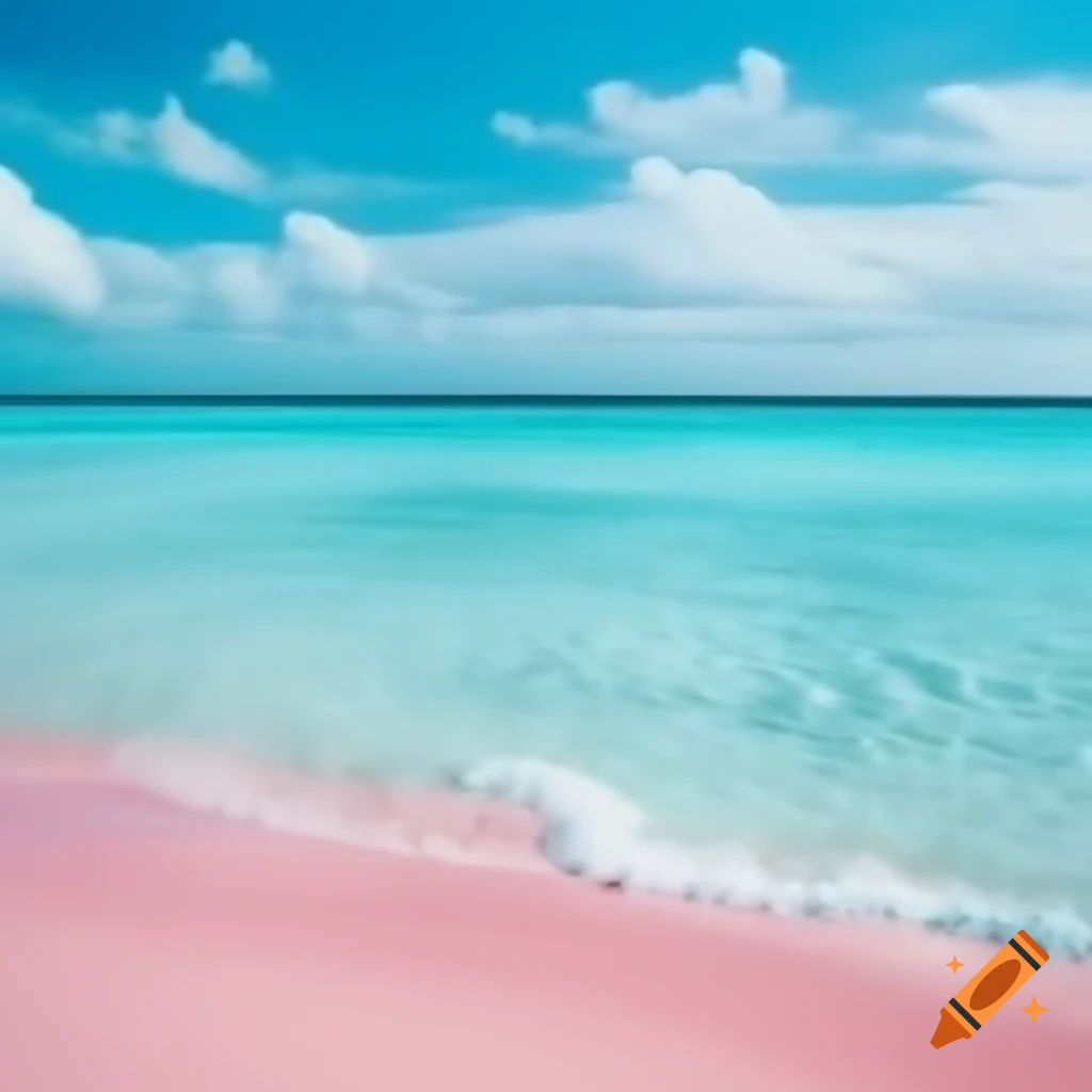 Cyan ocean meeting pink beach