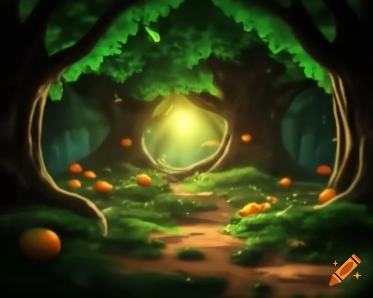 Photorealistic 3D render of a fairy in a forest with natural greens and warm oranges