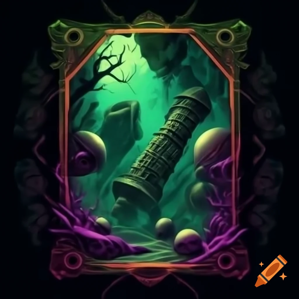 Cosmic horror landscape with mechanical objects and undefined silhouettes