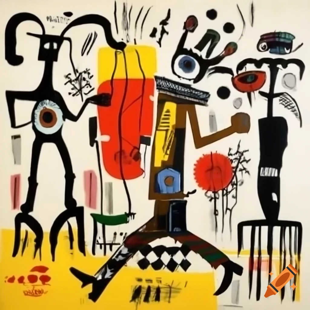 Fauna painting in Jean-Michel Basquiat style