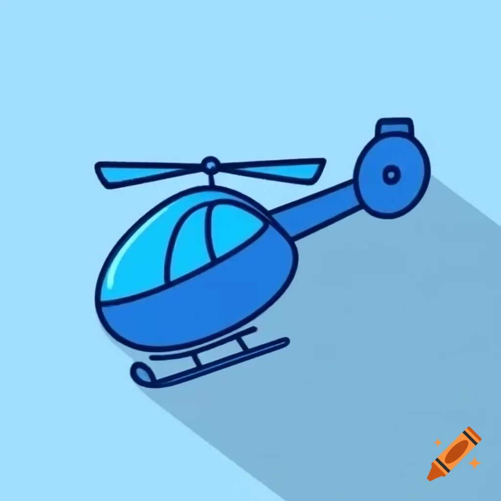 2D drawing of a blue helicopter