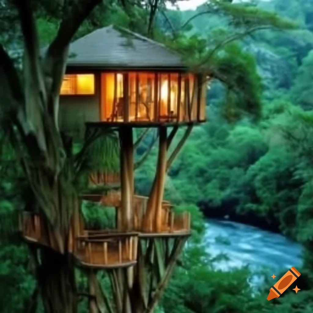 Treehouse overlooking jungle river
