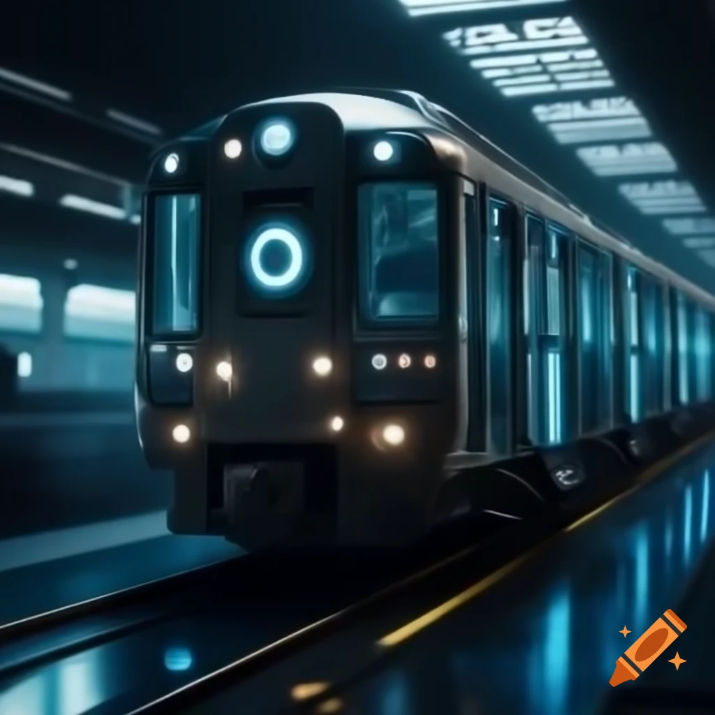 High-tech cyber train designed with futuristic elements