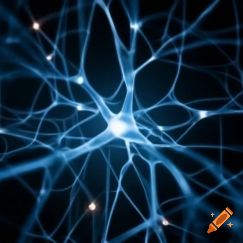 Colorful representation of neurons with electrical signals on a light background