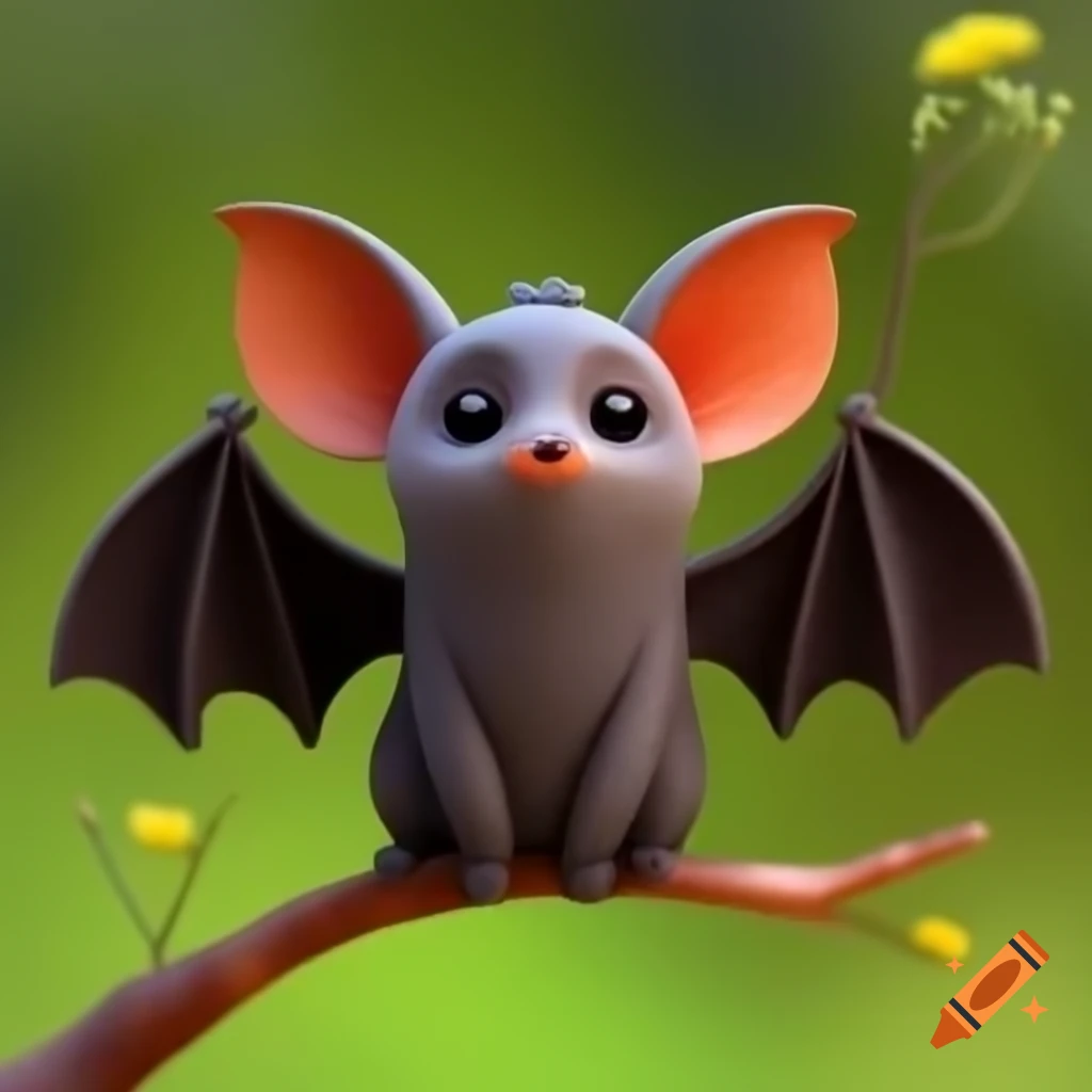 Cute bat holding letter K