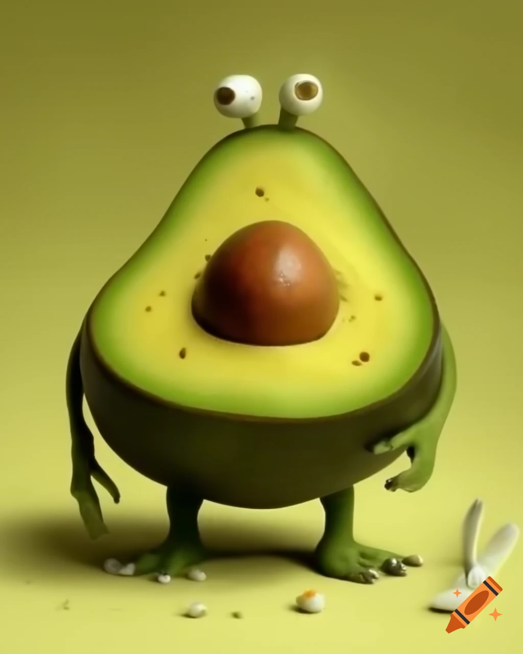 Small avocado alien or monster character
