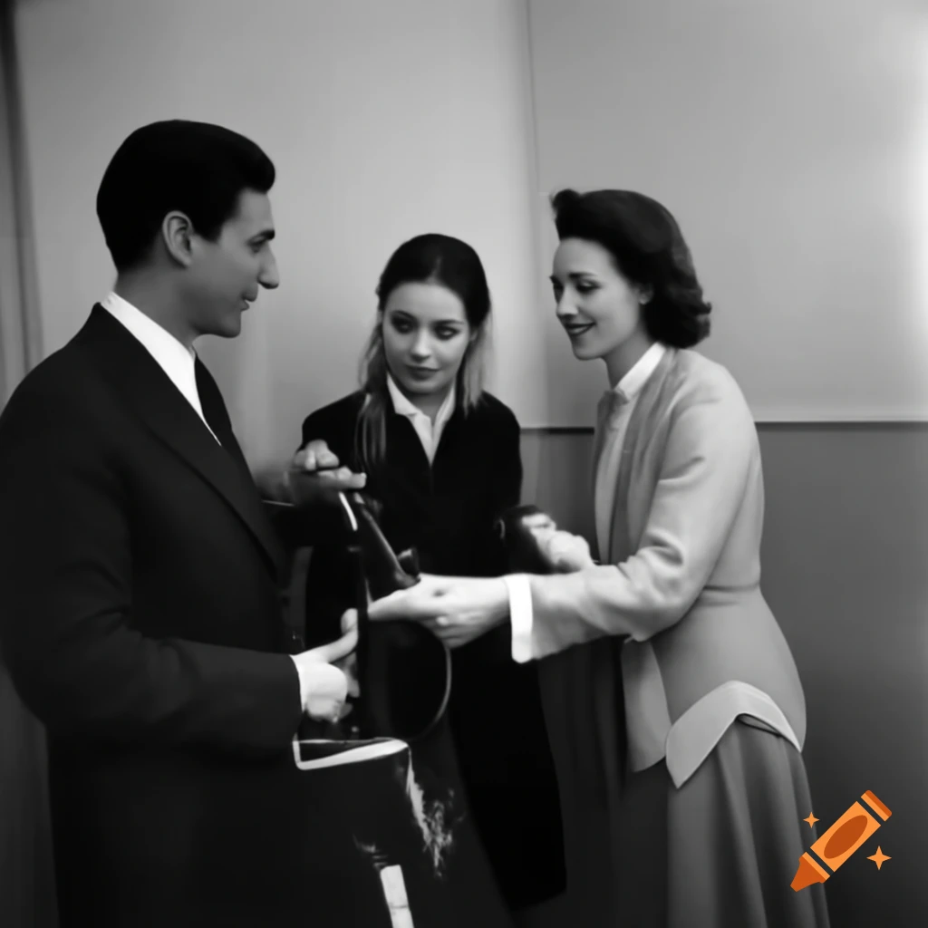 Man and woman standing and conversing