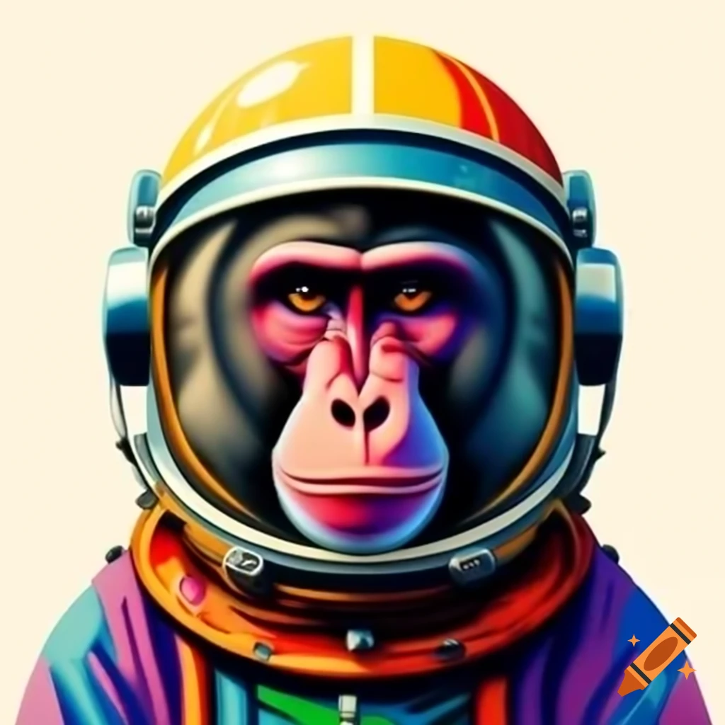 Baboon in space helmet styled like Andy Warhol artwork