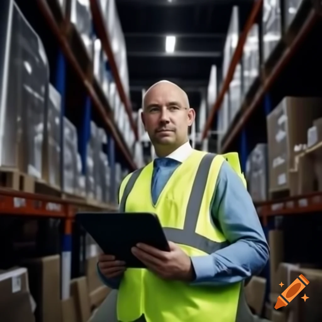 Warehouse manager in modern clothing holding clipboard