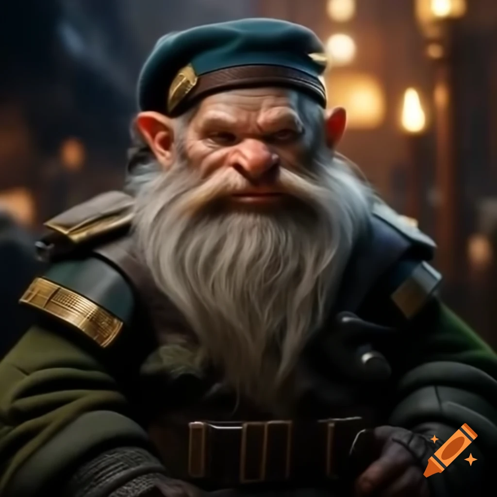 Fantasy dwarf in USSR military officer outfit
