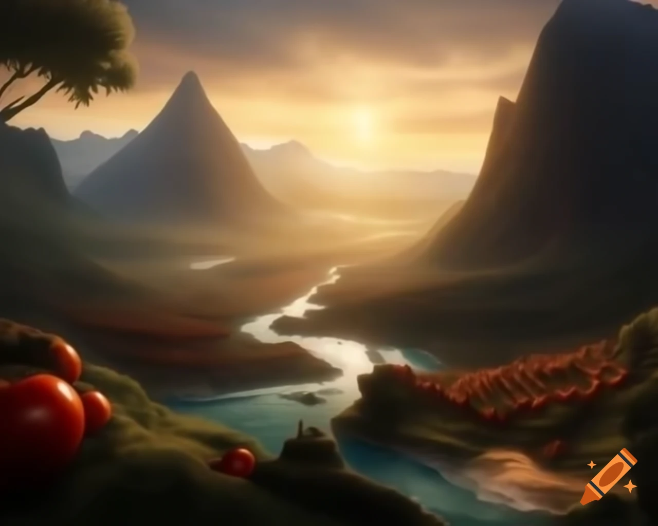 Legend of a valley surrounded by ripe tomatoes, guarded by mountains