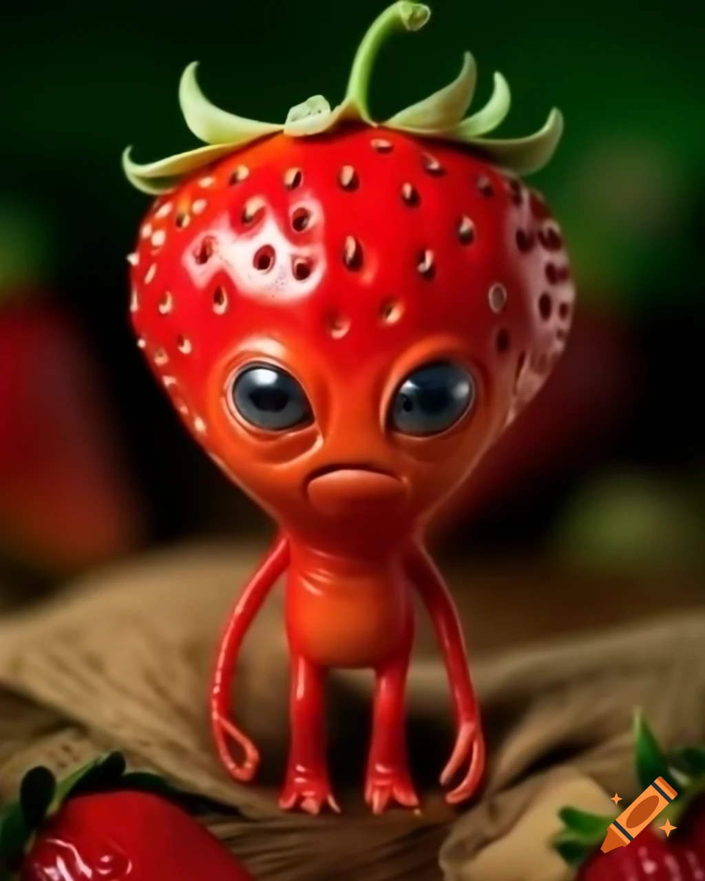 Strawberry alien monster made of strawberries