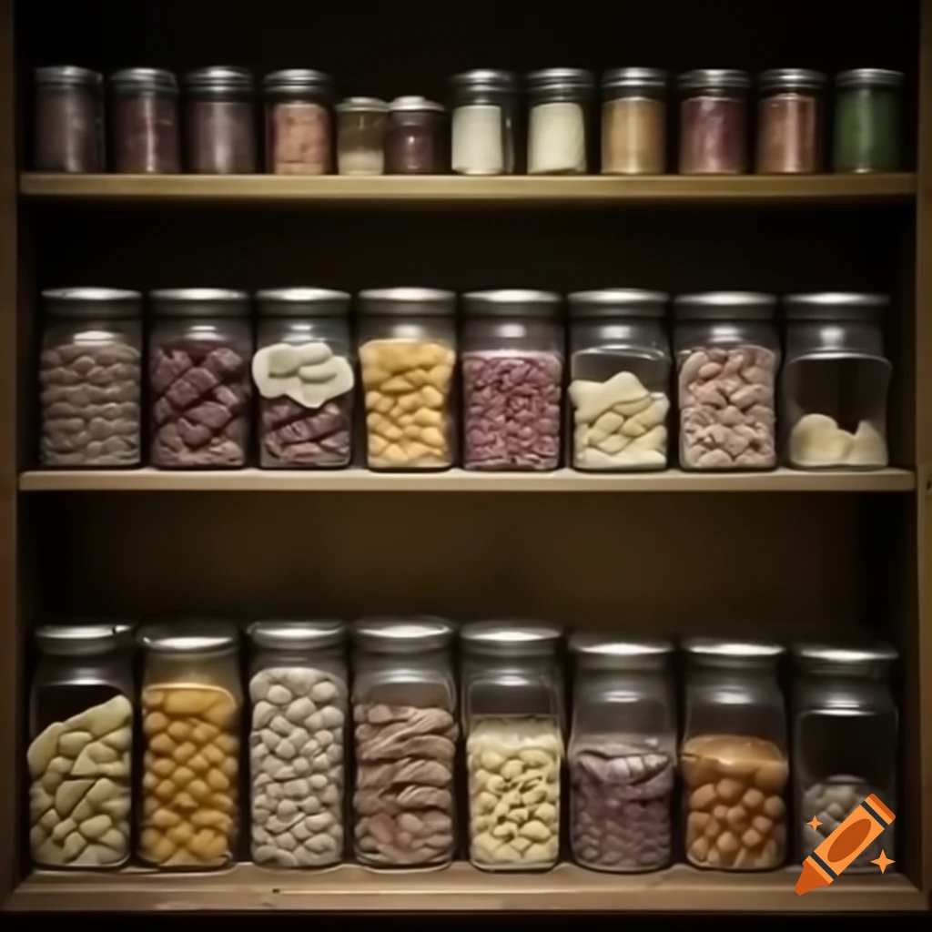 Colorful shelf filled with various candy jars