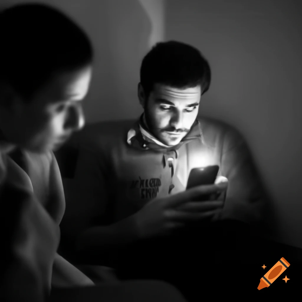 Man anxiously holding mobile phone worried about message visibility on