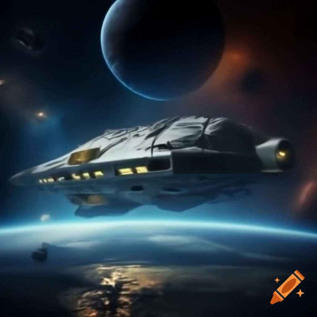 Interior of alien city ship with windows displaying space and planets, discussing Zarkothian complexities