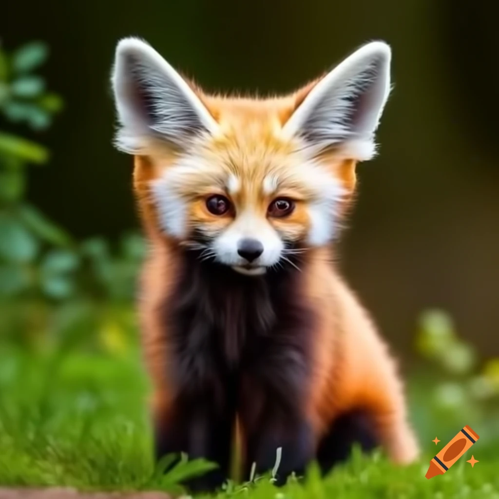 Fennec fox and red panda hybrid creature