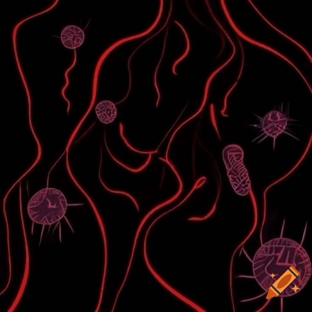 Concept of nano robot restoring health inside human body with dark red and black background