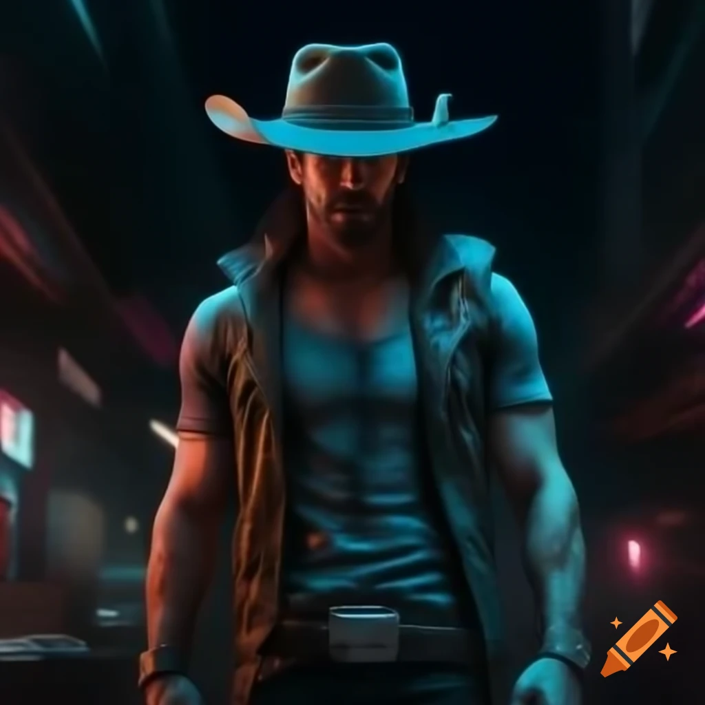 Cyberpunk cowboy design on t-shirt