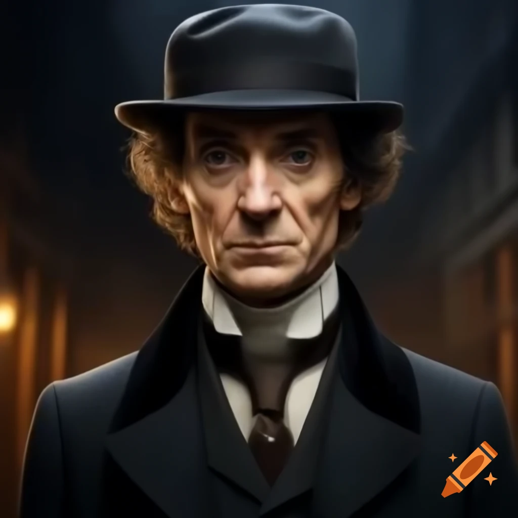 Realistic portrait of a tall, thin Victorian detective inspired by Sherlock Holmes