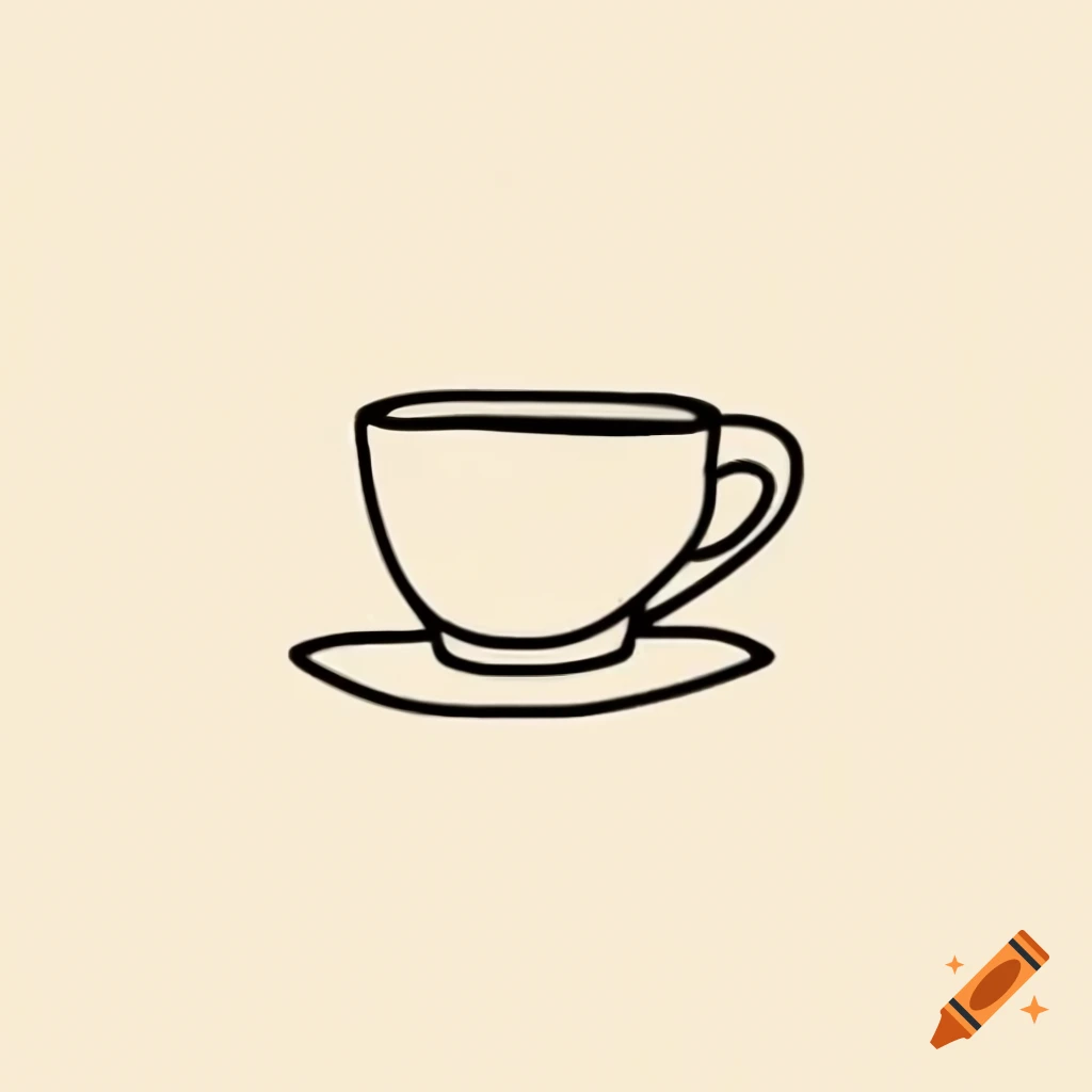 Simple drawing of vintage coffee mug
