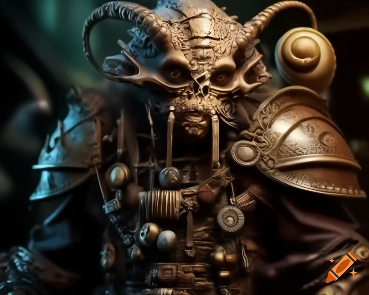 Steampunk creature featuring a large snail with intricate armor and mechanical components