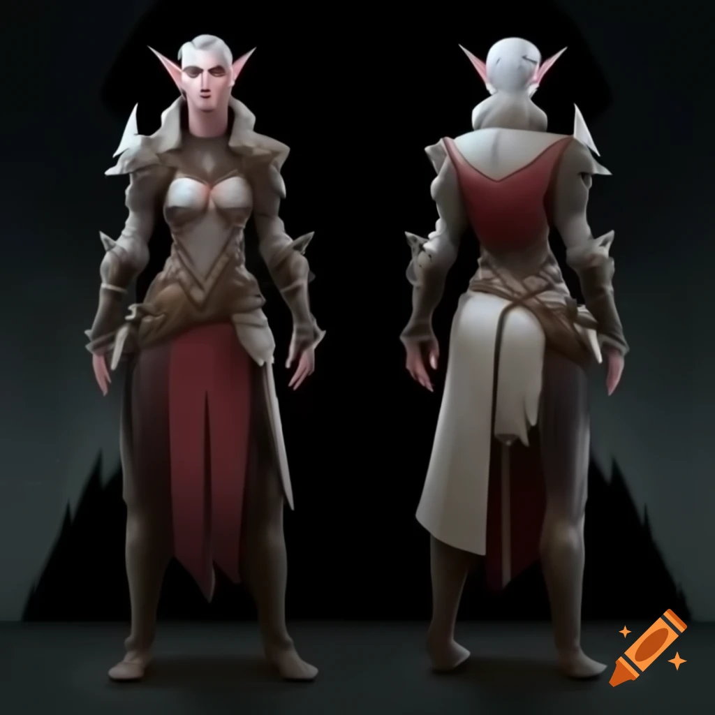 Female Dalish elf in custom casual wear inspired by medieval and England aesthetics in Dragon Age