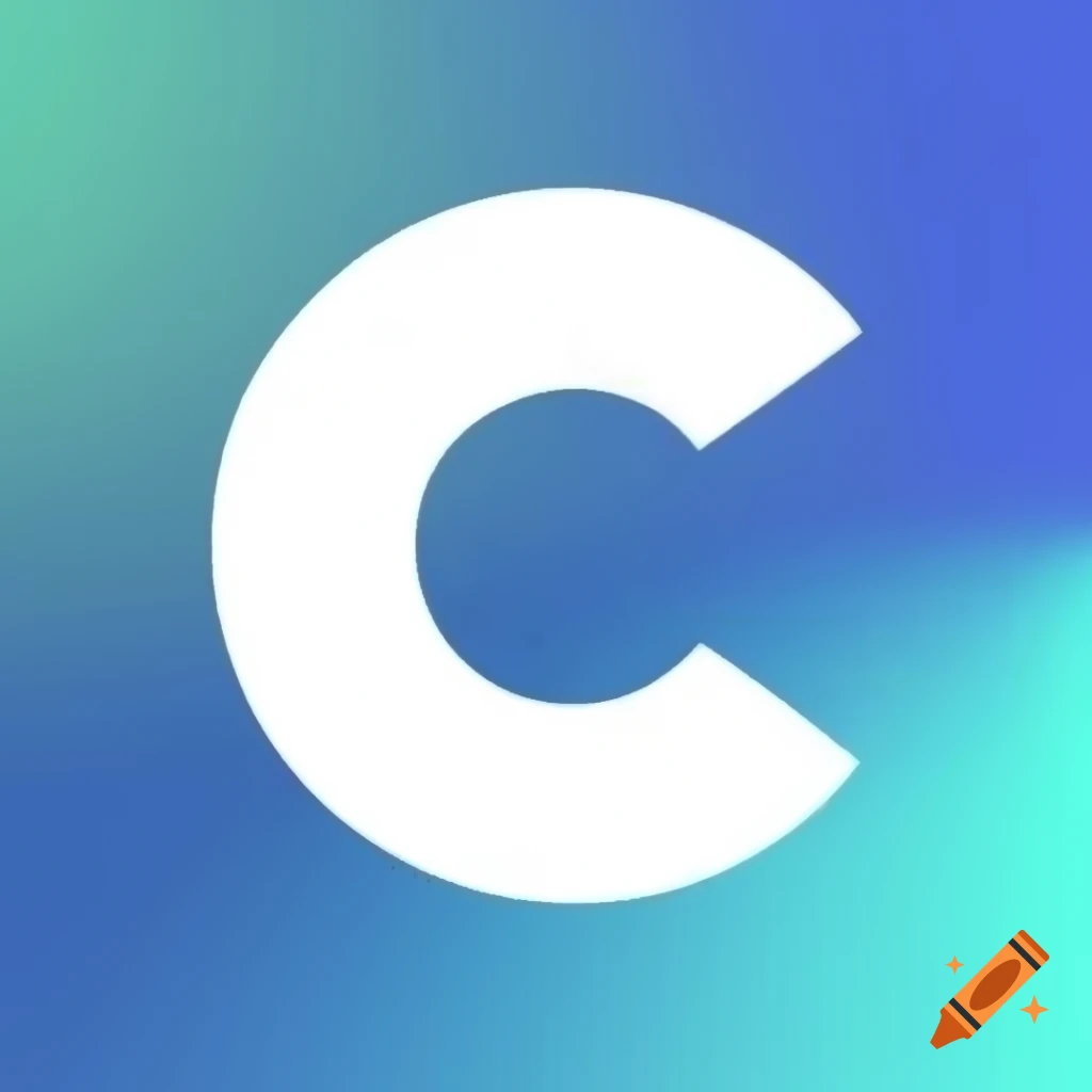 Minimalist logo featuring 'C' character in white on blue to teal gradient background