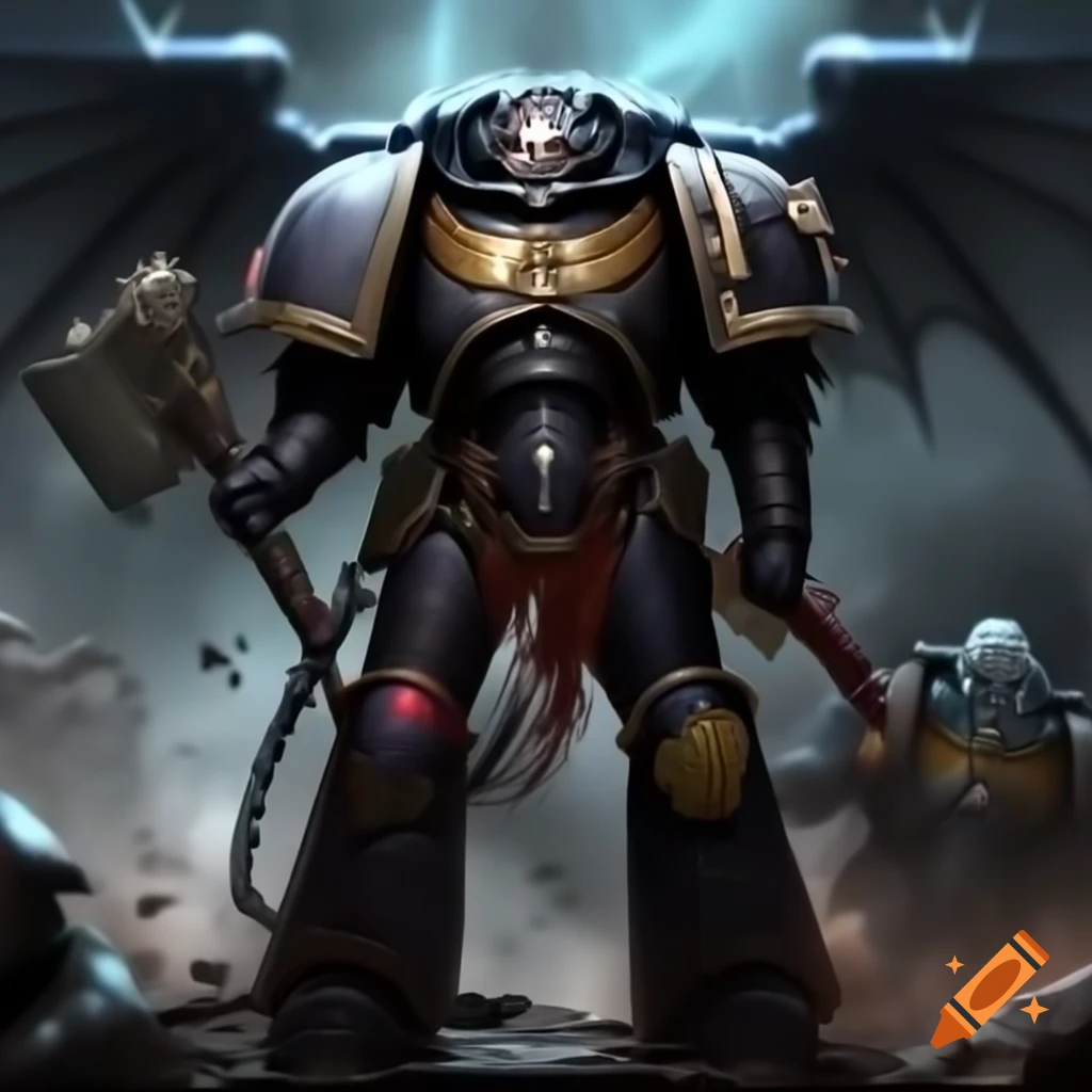 Chaos Space Marine from 'Señores de la Tormenta' chapter in dark and royal blue armor