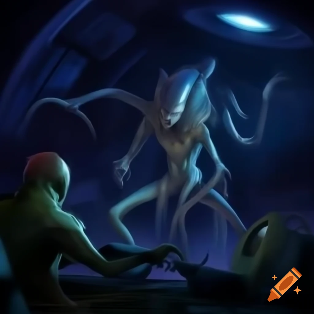 Skrellian aliens guarding the Zarkothian stronghold, ready for defense