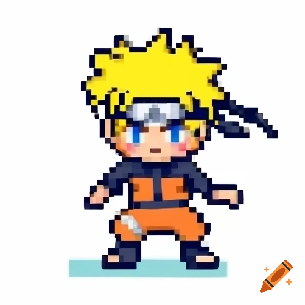 Cute pixel art of Naruto in full body