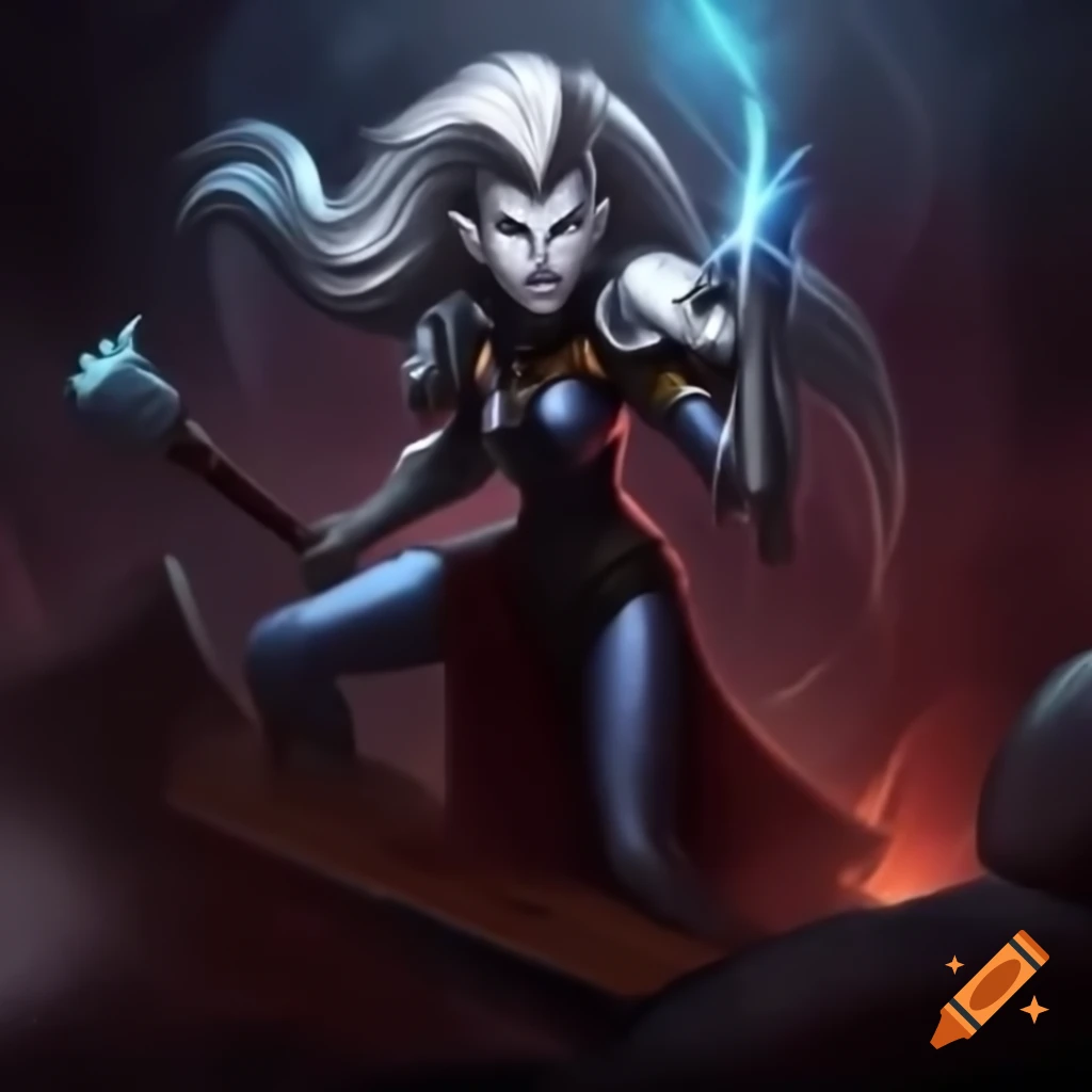 Eda confronting Warhammer in an epic scene