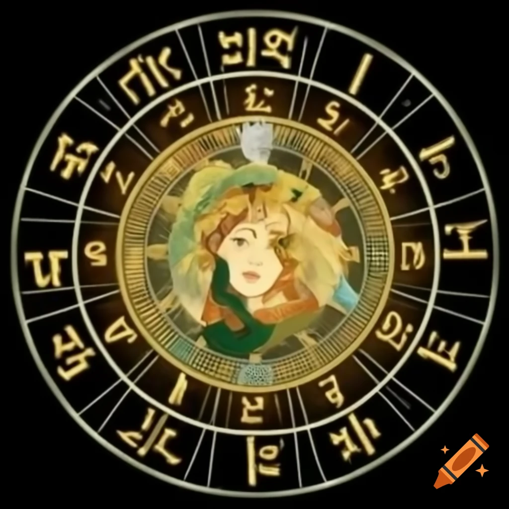 Celtic zodiac design inspired by Alfons Mucha