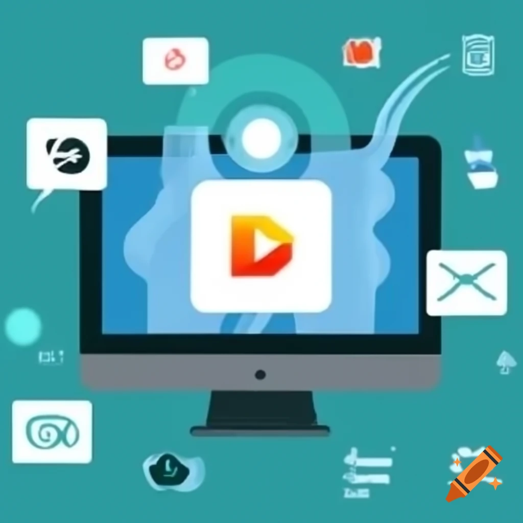 Linux 101 course concept with computer elements on craiyon