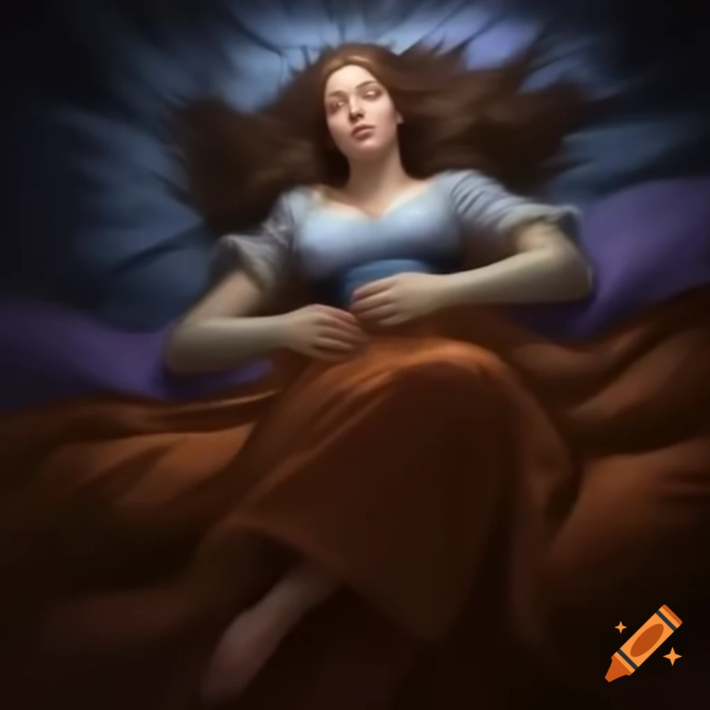 A surreal depiction of awakening in bed, cosmic memories fading