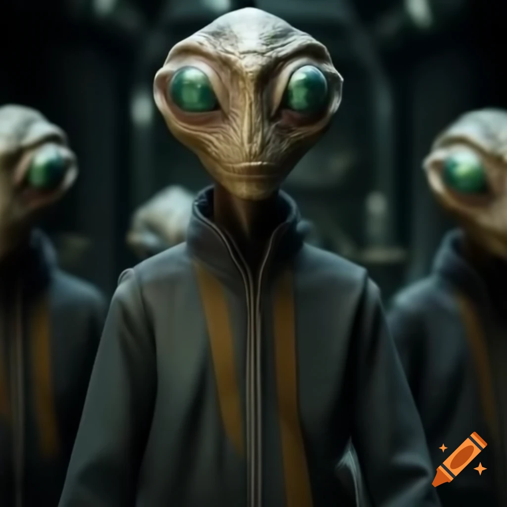 Skrellian aliens guarding the Zarkothian stronghold, ready for defense