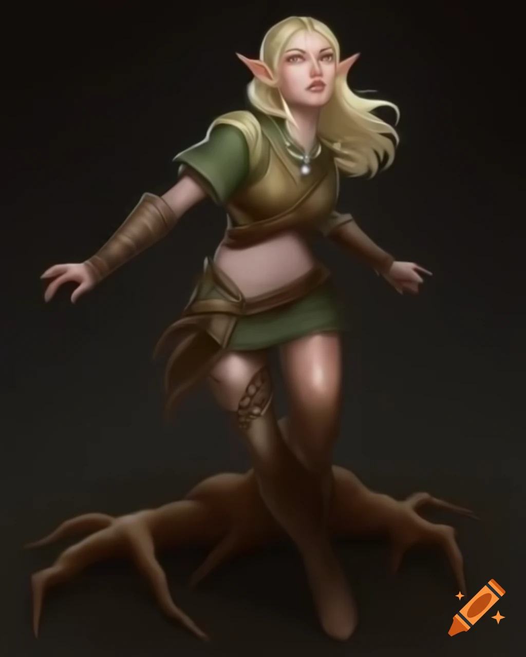 Latina DnD fighter in schoolgirl-inspired armor with blonde ponytail