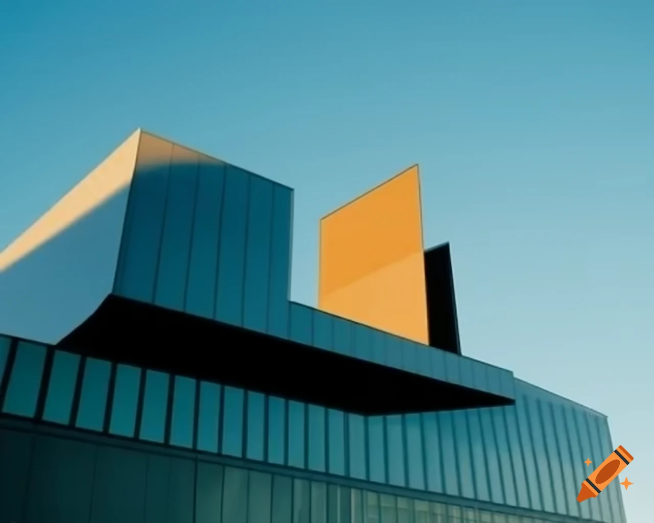 Modern building with clear sky and sunshine