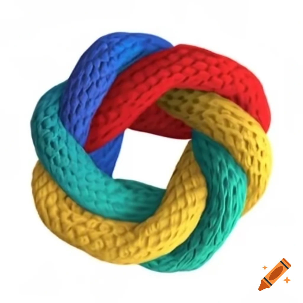 Colorful 3D Thorus Knot in blue, yellow, black, green, and red