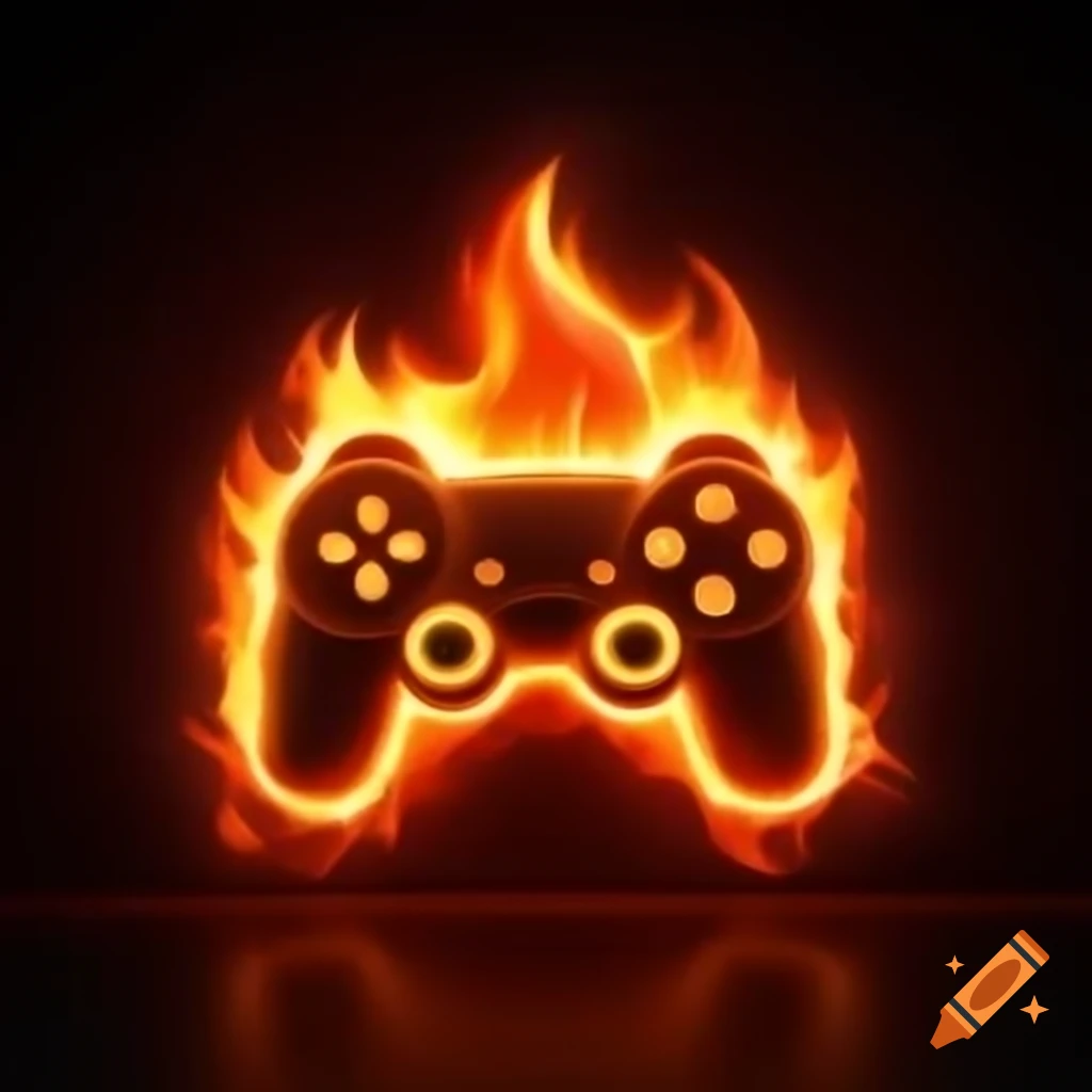 Flaming video game controller icon on craiyon