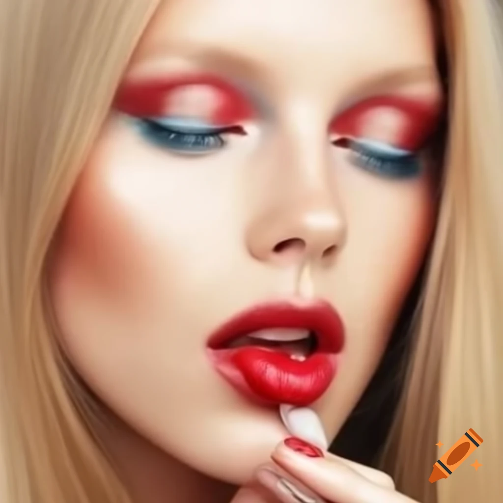 Italian model with blond hair and classic makeup