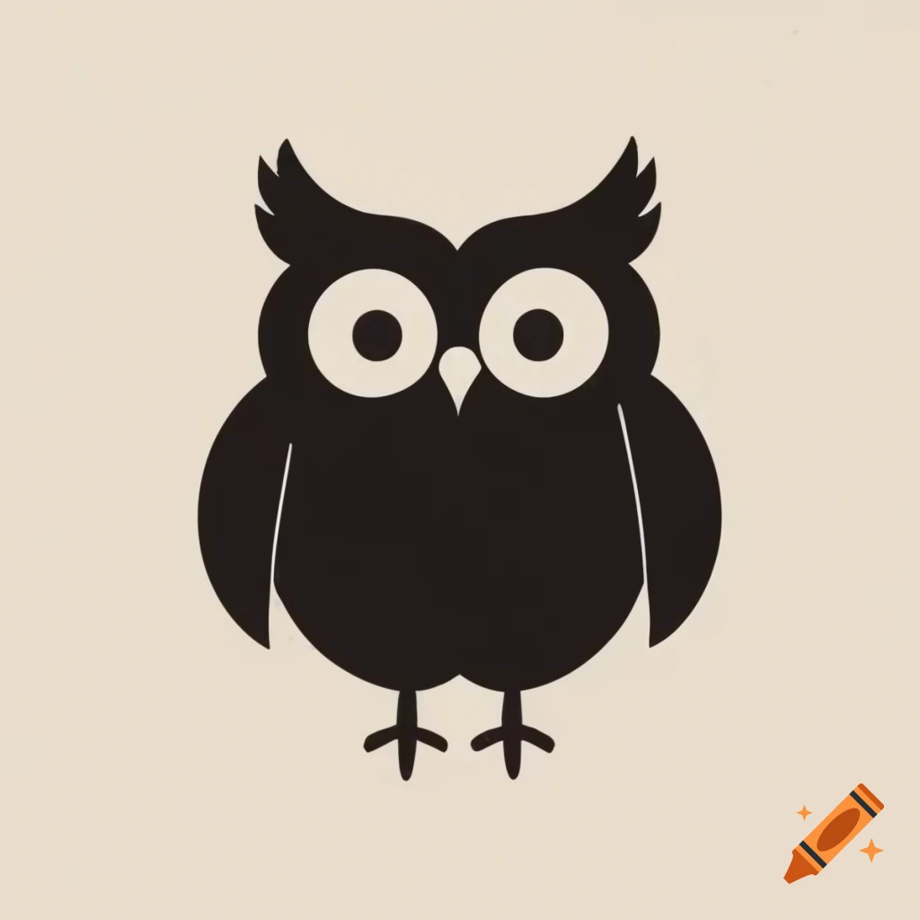 Quirky black owl silhouette with chicken legs in vector style
